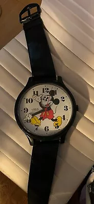 Vintage Disney Mickey Mouse Wrist Watch 33  Lorus Quartz Black Wall Clock • $45