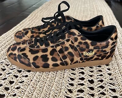 Gola J Crew 9 40 Sneakers Bullet Leopard Print Calf Hair Leather Black Brown Gum • $39.99