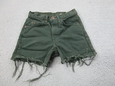 VINTAGE Levi's Shorts Womens 28 Green Orange Tab Cut Off Destroyed Fringe Frayed • $17.34