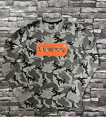 Superdry Large Kids Boys Long Sleeve T-shirt Camouflage Print Orange Logo • £5