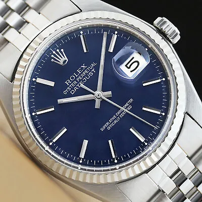 Rolex Mens Datejust Blue Dial 18k White Gold & Stainless Steel Watch • $3999.95