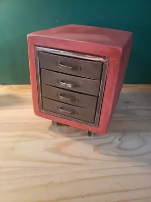 Vintage  Industrial Metal / Wood 4 Drawer Small Parts Storage Cabinet  • $109