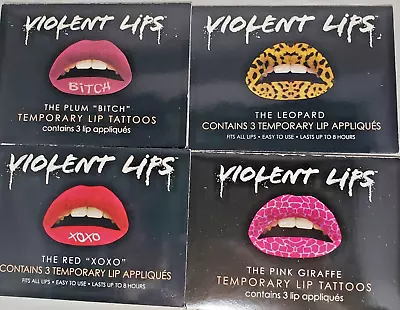 4 VIOLENT LIPS Temporary Lip Tattoo Stickers Packs Total Of 12 Lip Appliques • $12.87