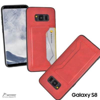 $4.99 • Buy Red Side PU Leather Card Holder Wallet Back Case Cover For Samsung Galaxy S8