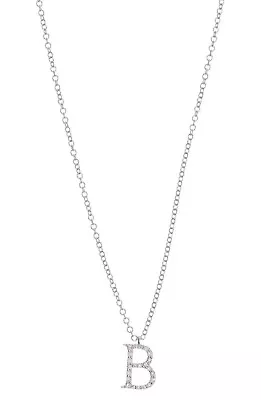 Meira T 14K White Gold Link Chain Letter B Diamond Initial Necklace • $219.99