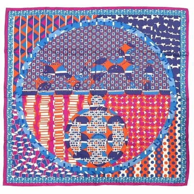 $482.80 • Buy Hermes Scarf Ex Libris A Carreaux 90 Cm Silk Orange Plaid Checkered Carre 35 