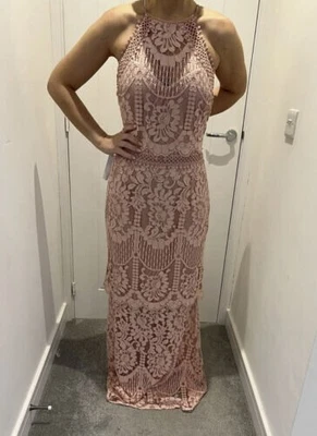 £43.99 • Buy Lipsy VIP Premium Rose Lace Embroidered Maxi Dress 12 UK Occasion Wedding Prom