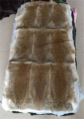 Real Tanned Rabbit FUR Throw Blanket Skin Fur Rug Tan 42 X 22  Pelz Leather Pelt • $32.29