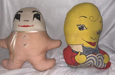 Two Humpty Dumpty Handmade Vintage Cloth Type Doll  From The 1960’s Cute Collect • $26