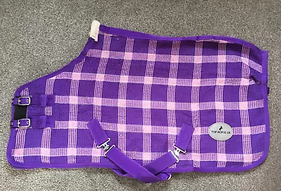 NEW QUALITY MINI/SHETLAND OR PONY PURPLE CHECK WAFFLE COOLER RUG 3'0  To 4'6  • £22.99