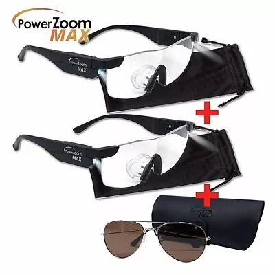 £23.99 • Buy Power Zoom Max 2 X Pairs Glasses Spectacles Led Plus Aviator Style Sun Glasses 