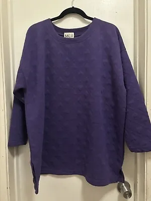 MC II Michael Carrie Purple Poker Print  Round Neck Pullover Sweatshirt Sz 1X • $13.99