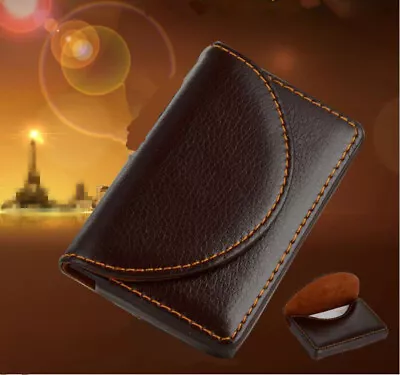 £6.98 • Buy Brown Pocket Leather Name Business Card ID Card Credit Card Holder Case Wallet