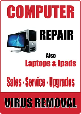 COMPUTER REPAIR VIRUS REMOVAL STOREFRONT ADVERTISING |Adhesive Vinyl Sign Decal • $12.99