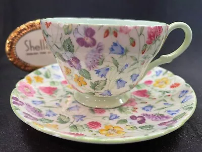 Shelley  Countryside Chintz   Cup And  Saucer  Green Trim • $190