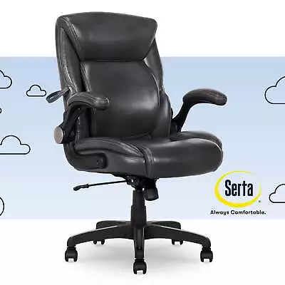 Serta Air Lumbar Bonded Leather Manager Office Chair Gray Faux Leather • $128.70