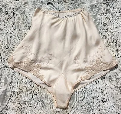 Sweet Flapper 1920’s Silk Panties / Tap Pants W Lace Details • $78