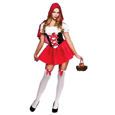 Adult LITTLE RED RIDING HOOD Short Fancy Dress Ladies Sexy Costume UK Size 6-20 • £7.95