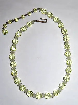 Vintage Yellow Faceted Crystal Bead Strand Necklace With Hook Clasp • $5