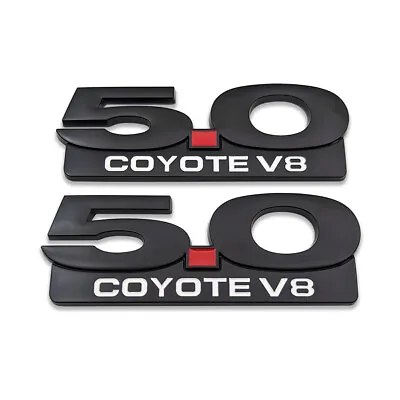 2x Black 5.0 COYOTE V8 Logo Emblem 5.0L Bagde Metal Sticker Decal For Mustang GT • $12.99