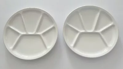 VGC Set Of 2 Varages (France) Divided Fondue Plates White 8.5  Williams Sonoma • $19.99