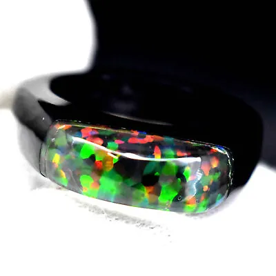 4.73 GM Fire Opal On Black Onyx Beautiful Statement Ring US 9 For Men & Women • $26.99