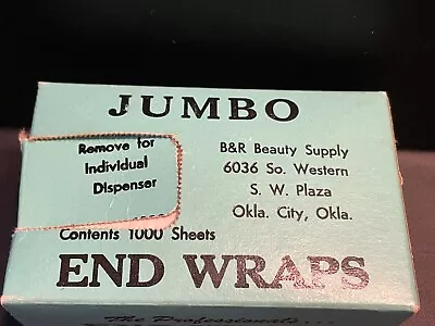 $12 • Buy Vtg Professional Jumbo End Wraps ~ B&R Beauty Supply Okla City Okla ~ 2 3/8 X 4