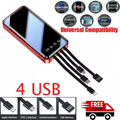 Power Bank 900000mAh 4USB Type-C Portable External Battery LED LCD Fast Charging • $17.85