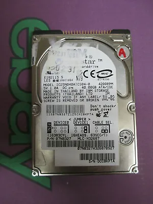 £31.22 • Buy Hitachi 40GB IDE 2.5  Laptop Hard Disk Drive HDD IC25N040ATCS04-0 (I137a)