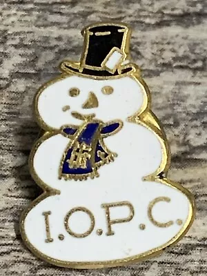 CUTE SNOWMAN MARKED I.O.P.C Vintage  Pin Button Tie Tack Hat Lapel • $5.25