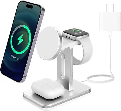 Wireless Charger 3 In 1 Charging Station Fast IPhone Charging Station Color Whit • $14.89