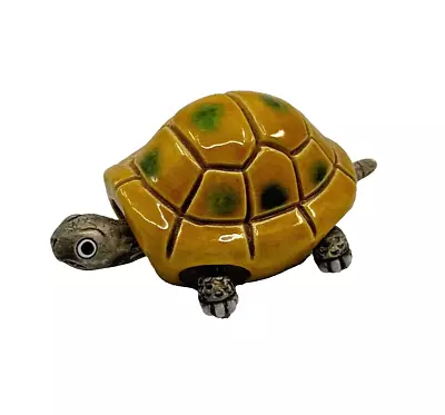 Vintage Ceramic Wiggling Turtle Tan With Green Spots New Old Stock LEPS Peru • $15