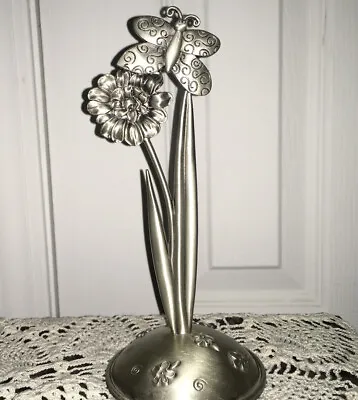 Memo Holder Pewter Butterfly Flower • $12