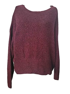 Express Sweater Women's Size Medium Knit Long Sleeve Open Tie Back Maroon • $12.72