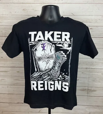 Undertaker Vs. Roman Reigns WrestleMania Shirt Kids Large Black Pre Owned ST74 • £13.45