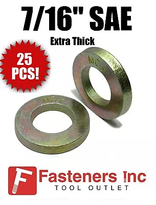 (Qty 25) 7/16  Extra Thick Flat Washers SAE Grade 8 Hardened MCX Mil-Carb • $12.39