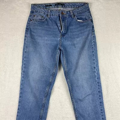 $5.98 • Buy Bershka Jeans Womens Size 30 Blue Denim Mom Mid Rise Zip Fly Buttoned Pockets