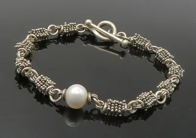 MICHAEL DAWKINS 925 Silver - Vintage Freshwater Pearl Chain Bracelet - BT5625 • $99.98
