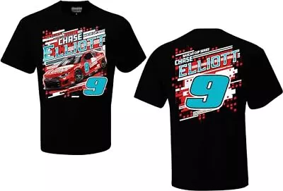 Chase Elliott #9 NASCAR 2024 Llumar Draft 2 Sided Black T-Shirt • $24.95
