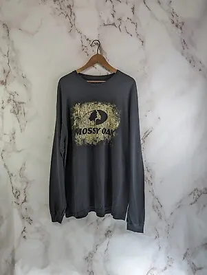 Mossy Oak T Shirt Mens 2X 2XL Black Long Sleeve Cotton Camo Graphic • $19.83