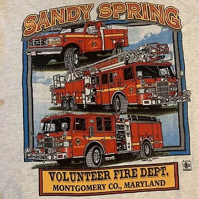 Vintage Sandy Spring  Volunteer  Firefighter Montgomery Co MD T Shirt XL • $15.29
