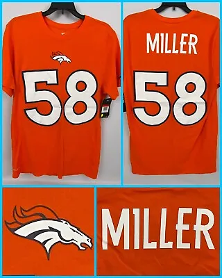 NWT Men's VON MILLER #58 Denver Broncos Orange Nike Jersey Style TShirt - Large • $32