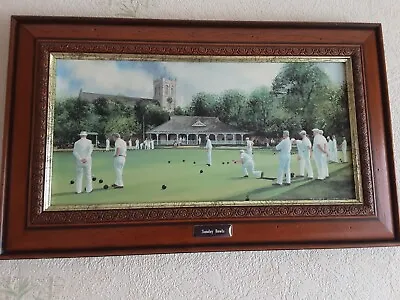 £19.99 • Buy  SUNDAY BOWLS  By Terry Harrison - Framed Picture On Board --Christchurch Dorset