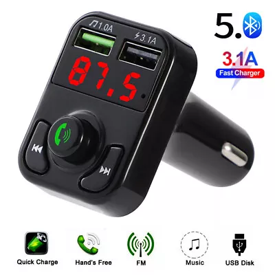 Bluetooth Wireless FM Transmitter Car MP3 Player Radio 2-USB Charger Adapter UK • £5.90