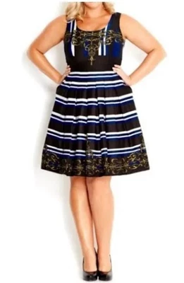 $22 • Buy City  Chic Striped Cotton Fit & Flare Dress Size S/16 VGC