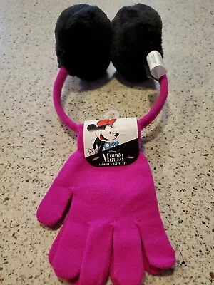 NWT Girls Minnie Mouse Earmuffs And Gloves Set. Pink/Fuchsia  • $8