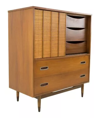 Mainline By Hooker Mid Century Caned Highboy Dresser Chest • $2147