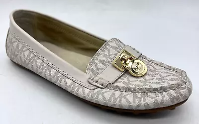 Michael Kors Hamilton Womens US 6.5 M Gold Monogram Lock Loafers Flats ME151 • $24.95