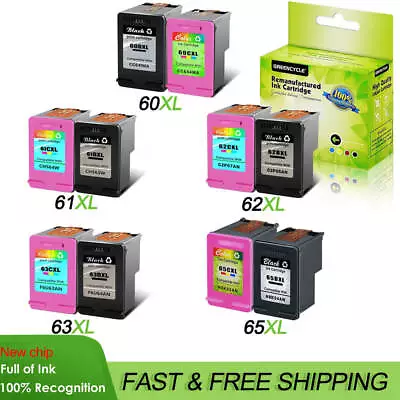 60XL 61XL 62XL 63XL 65XL Black Color Ink Cartridge For HP ENVY 4500 4501 4502 US • $18.95