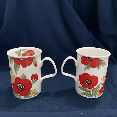 Vintage Roy Kirkham Fine Bone China Monet Lancaster Mug Red Poppy Floral EUC • $24